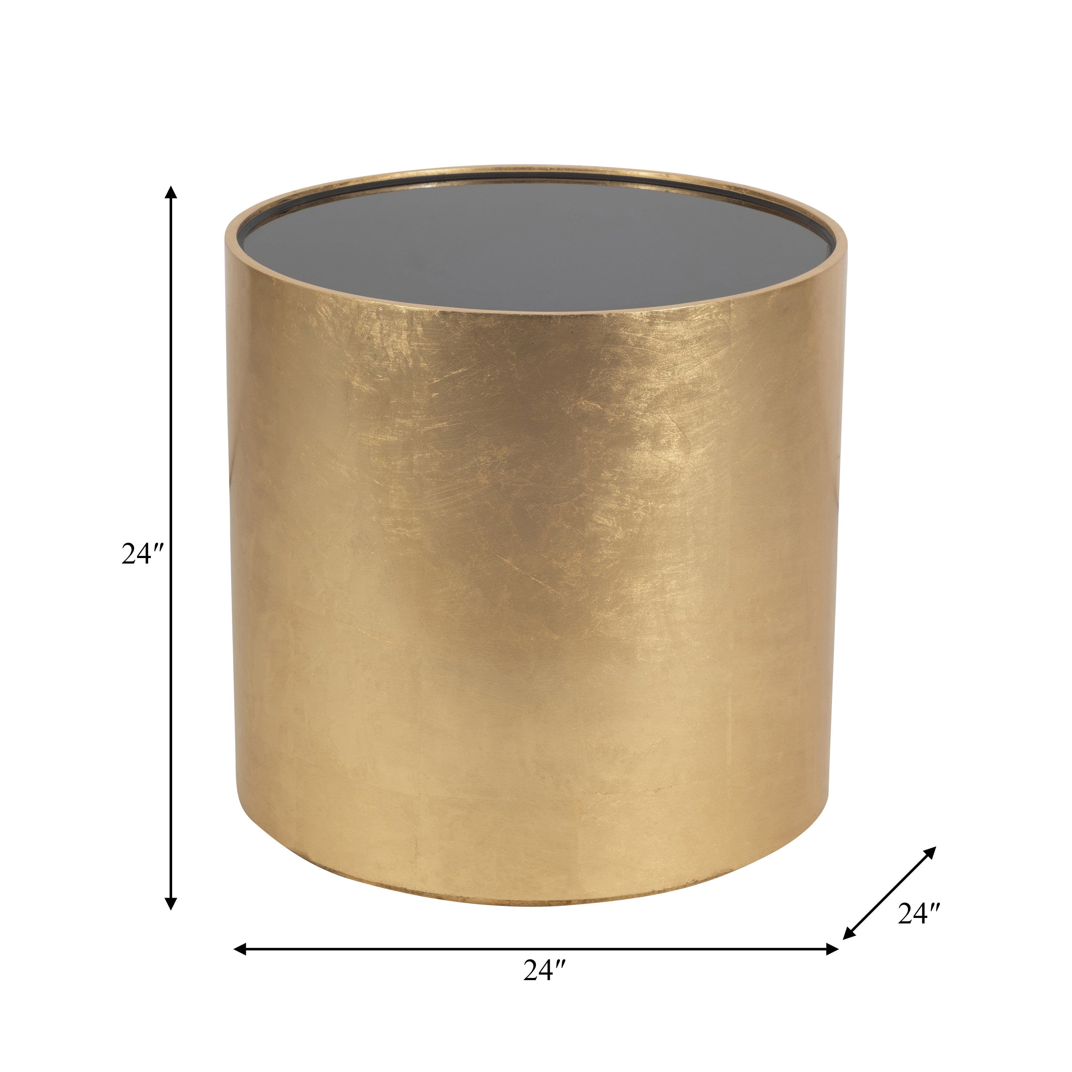 Modern Gold and Black Glass/Wood Side Table