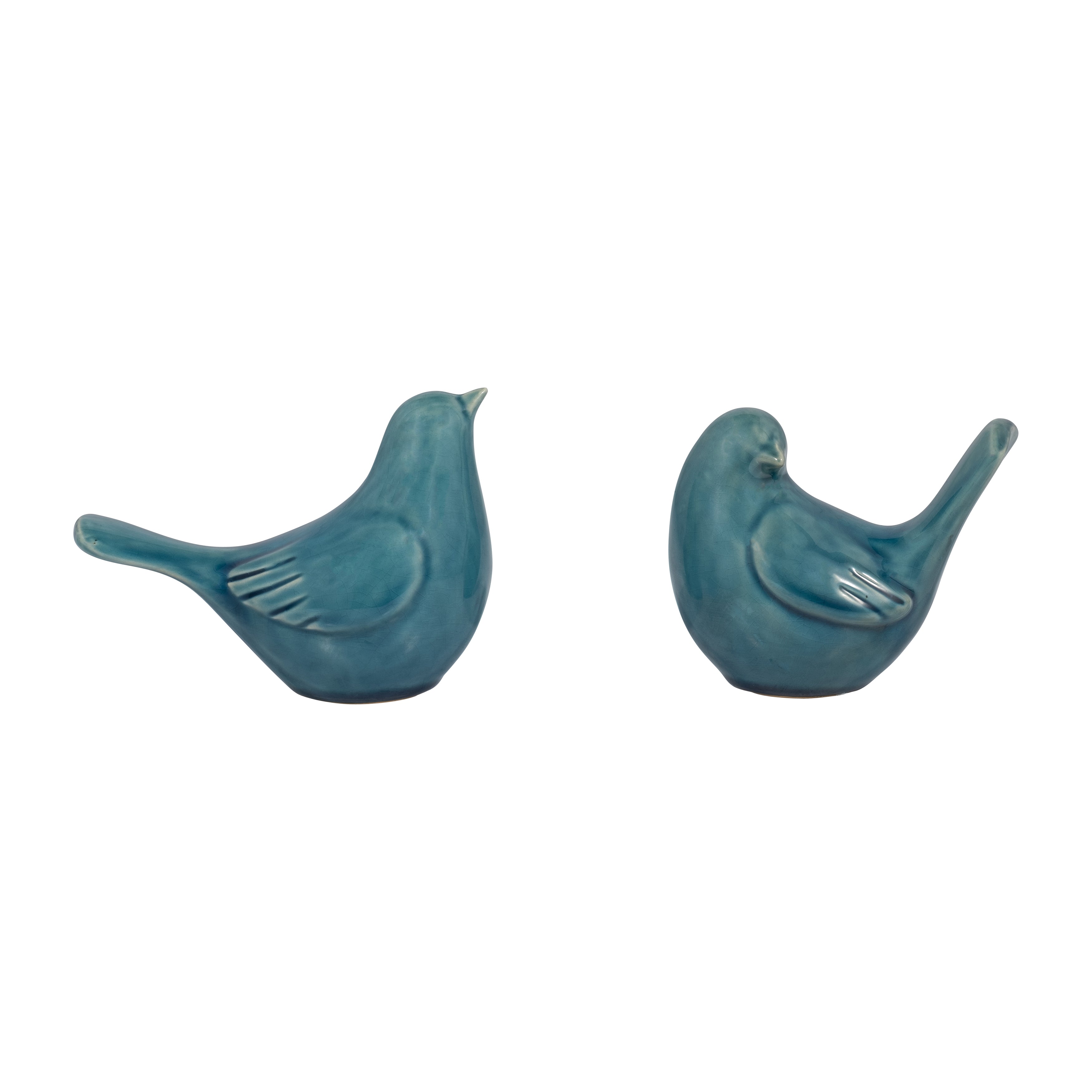 Small Blue Ceramic Bird Sculpture (5")
