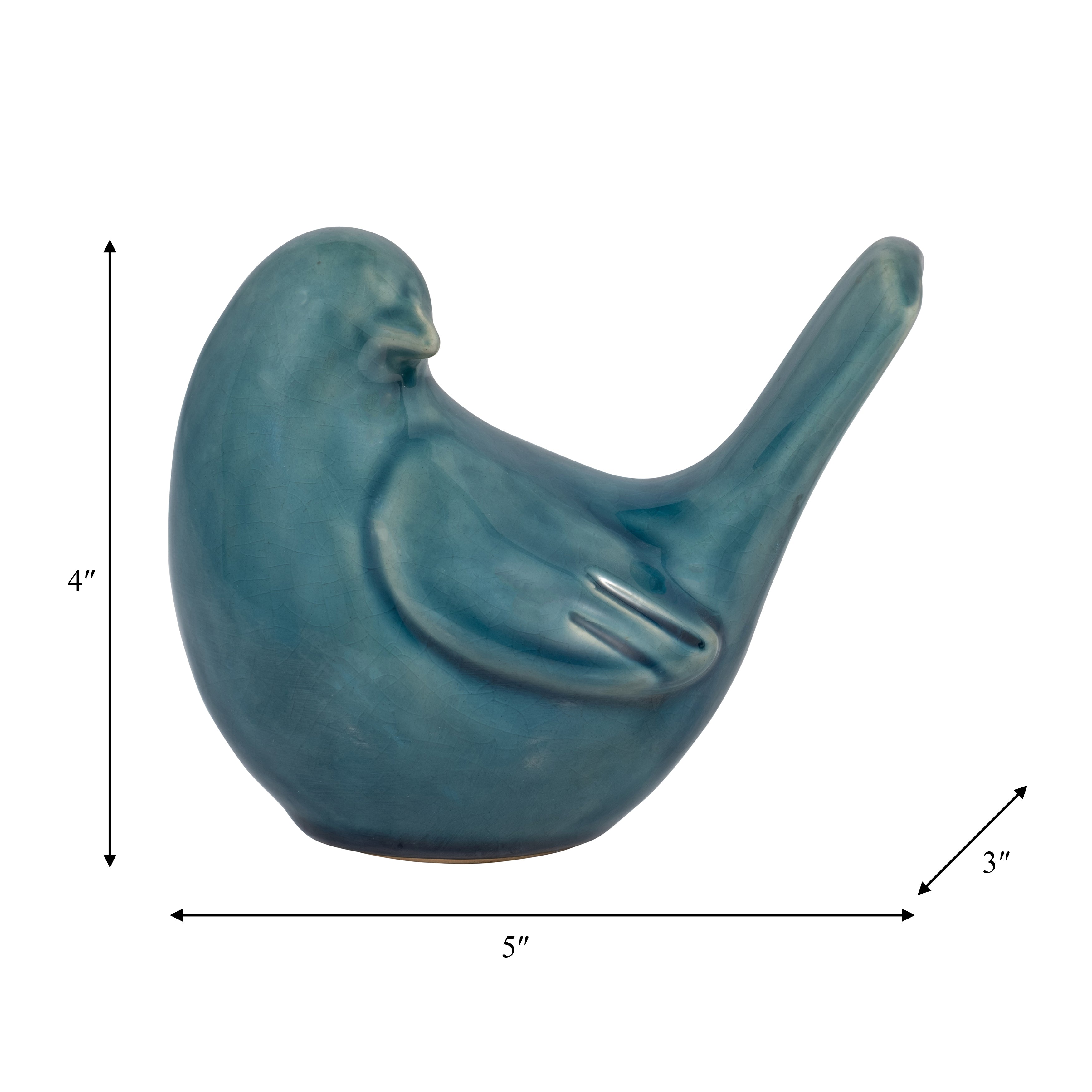 Small Blue Ceramic Bird Sculpture (5")