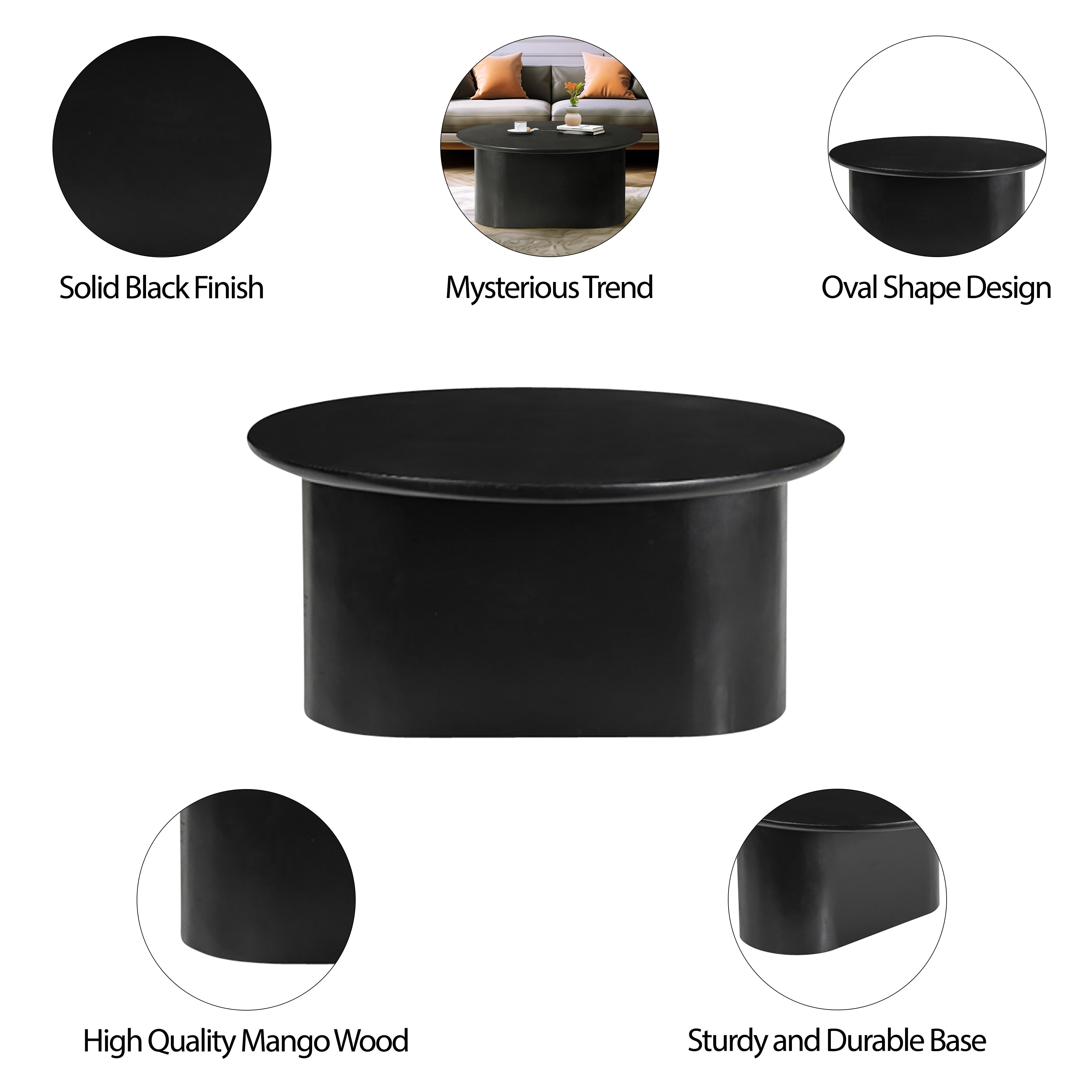 Sleek Eclipse Elegance Coffee Table, 32-Inch Wood