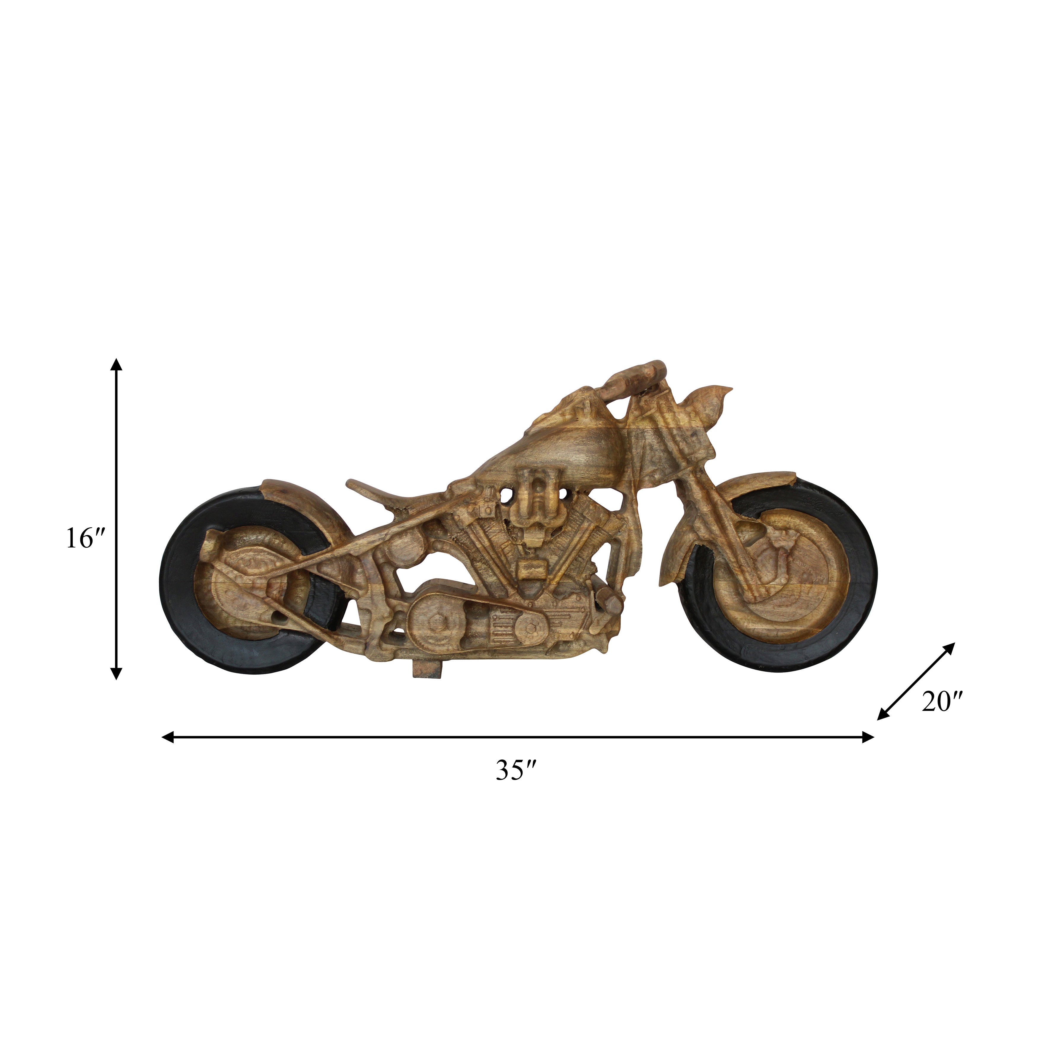 Pedal Power: 35" Wood Bike Décor - Vintage Brown Finish