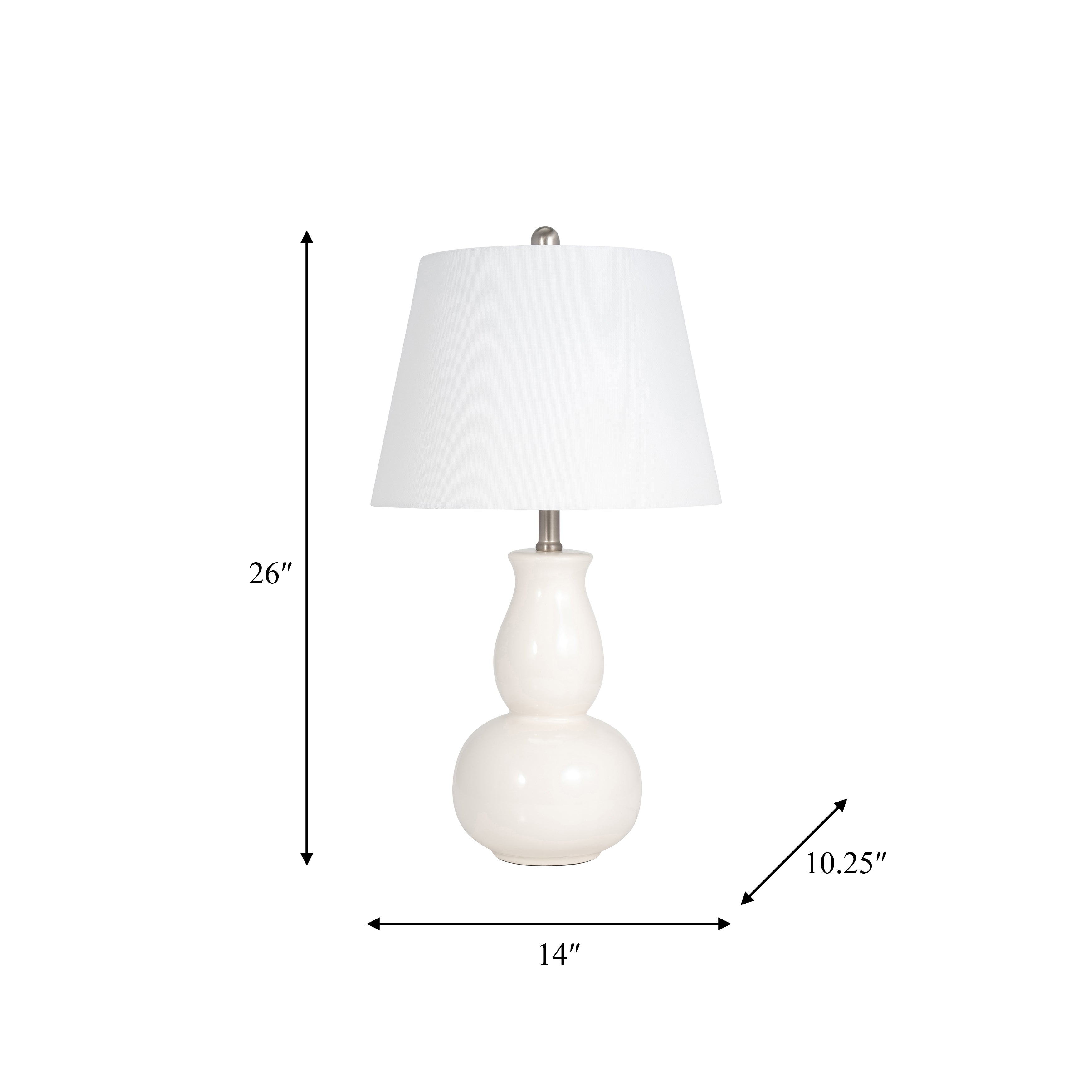 S/2 Ceramic 26" Gourd Table Lamp, White