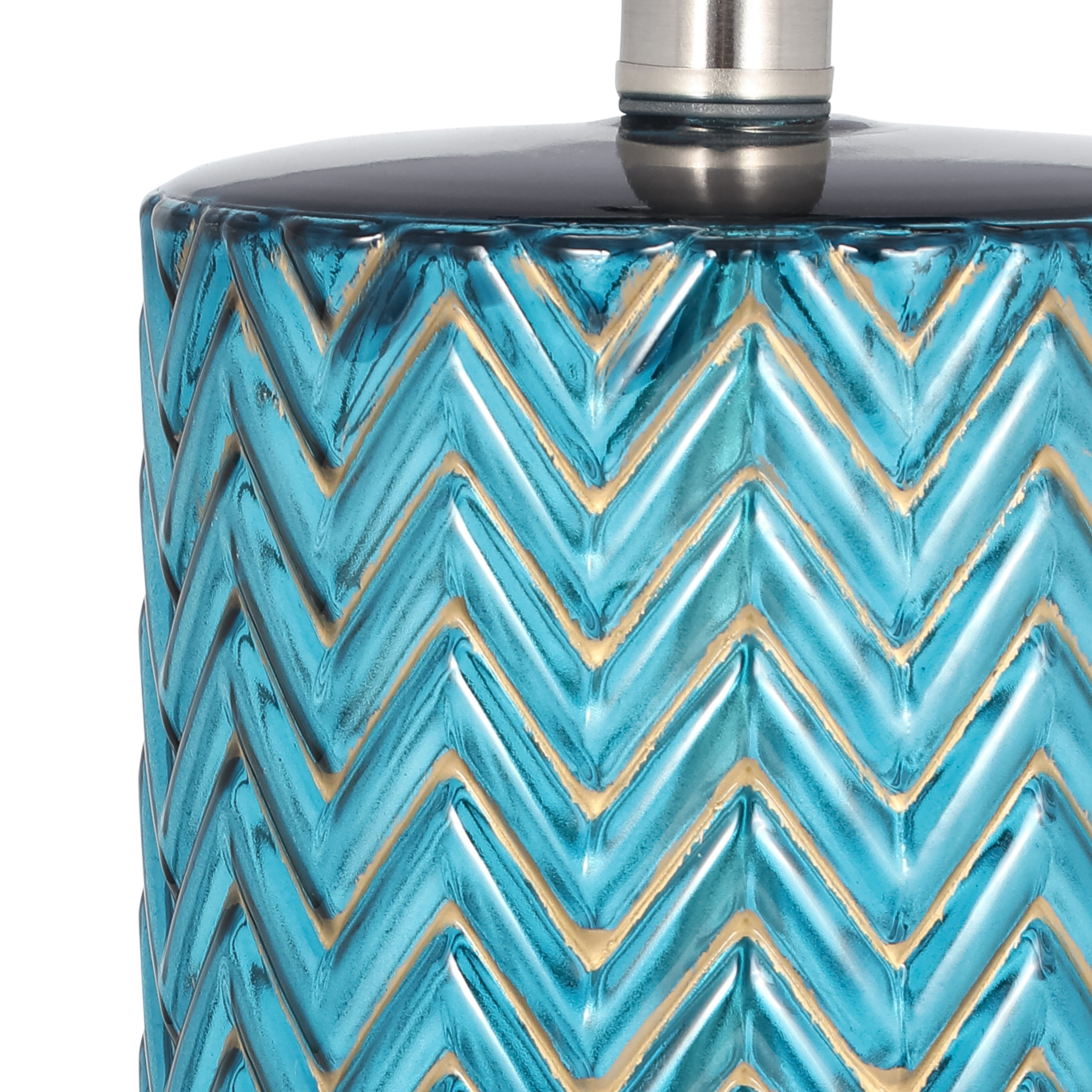 Glass 28" Chevron Table Lamp, Blue