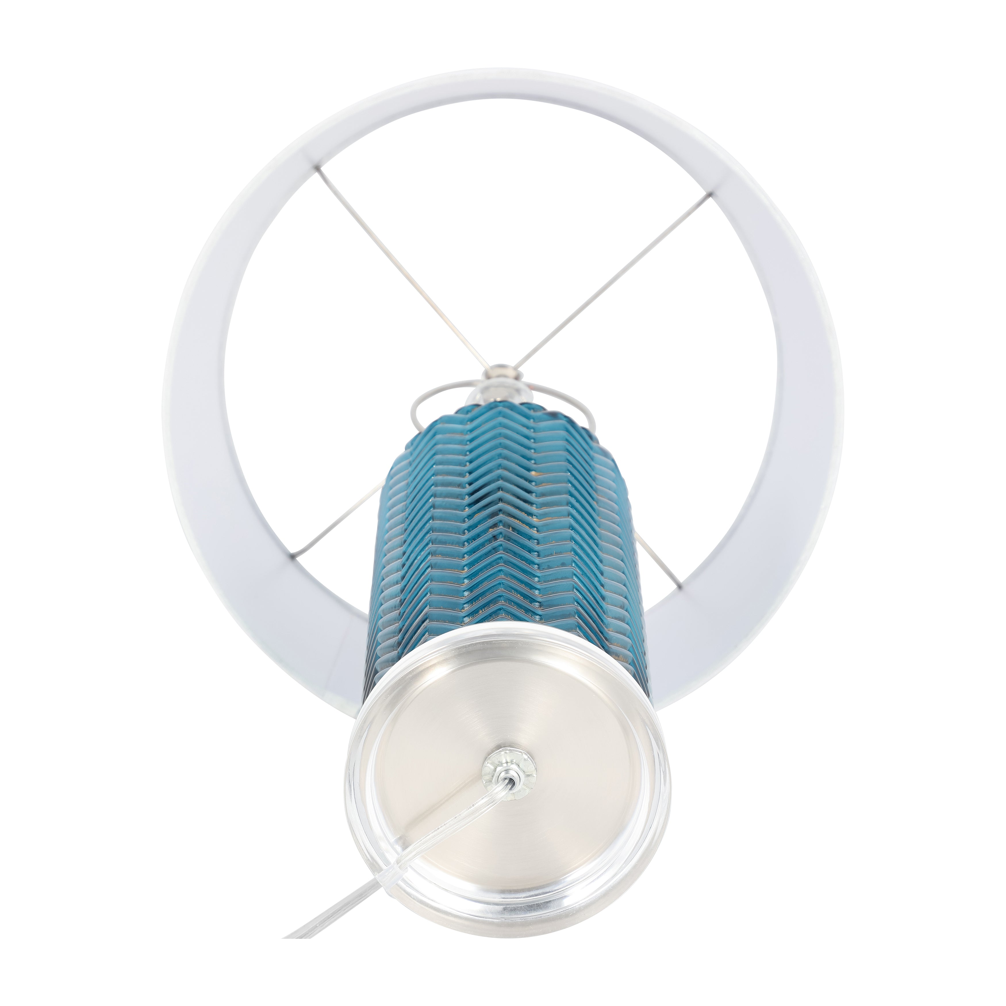 Glass 28" Chevron Table Lamp, Blue