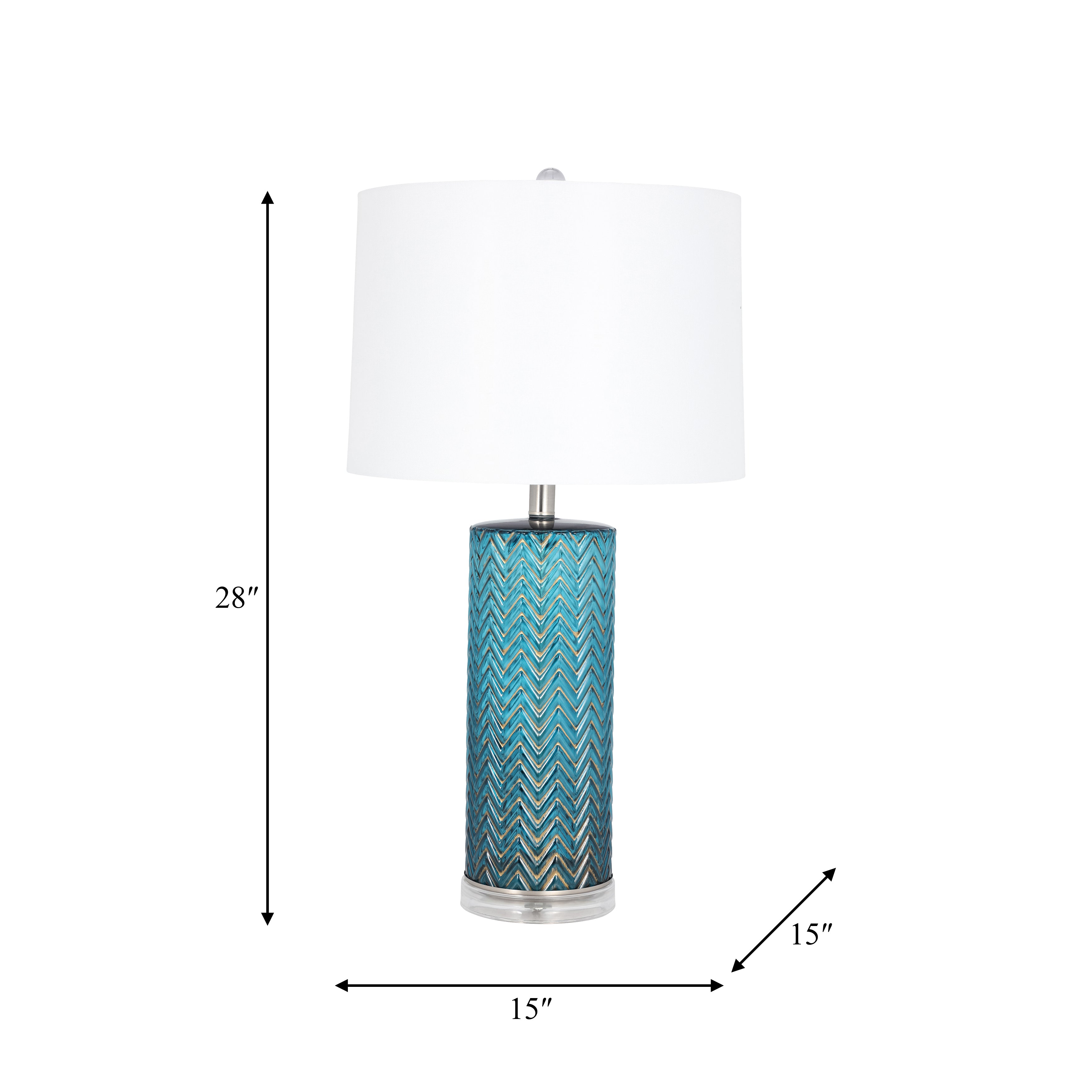 Glass 28" Chevron Table Lamp, Blue