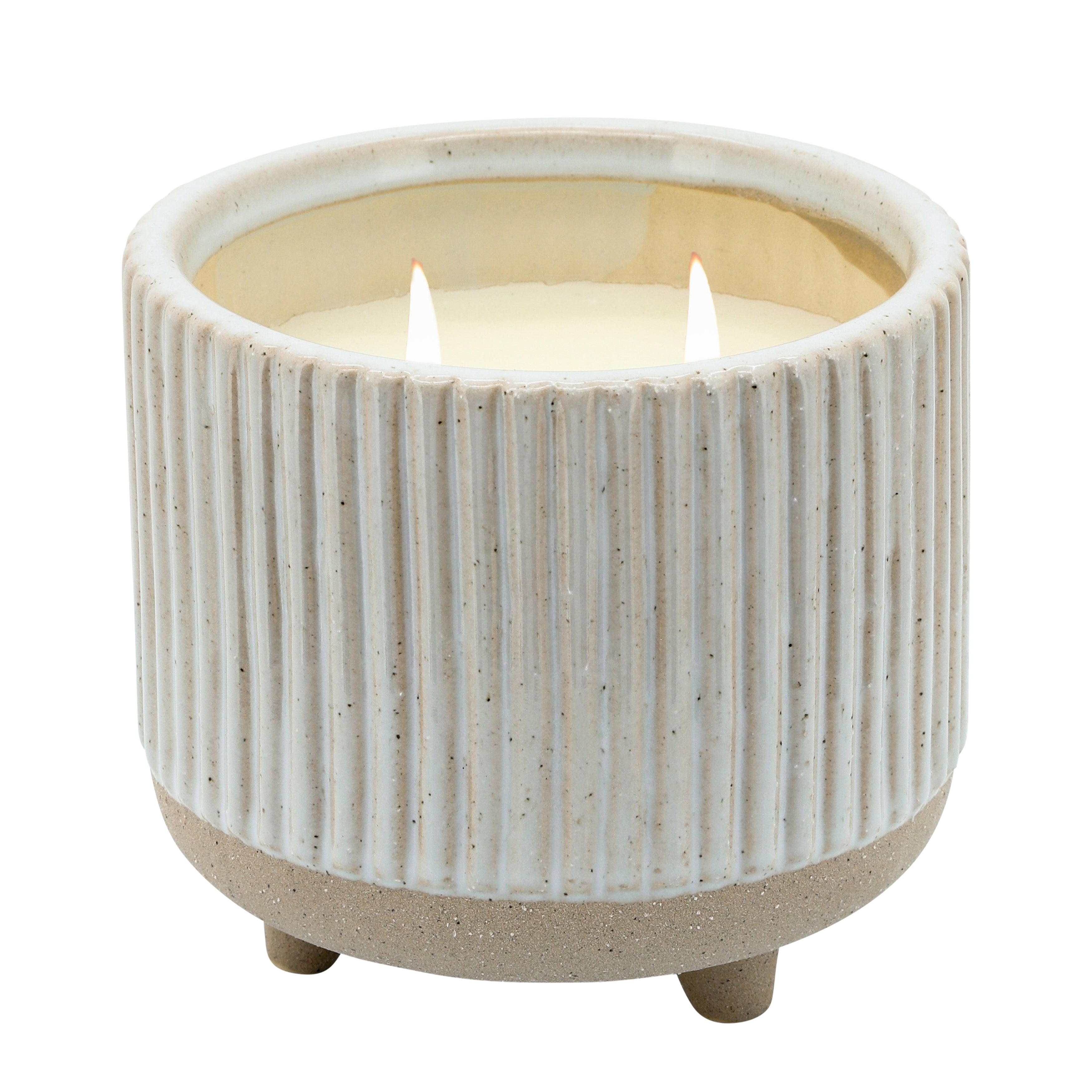 Eucalyptus Escape: 20 Oz Textured Soy Candle in Earthy Beige