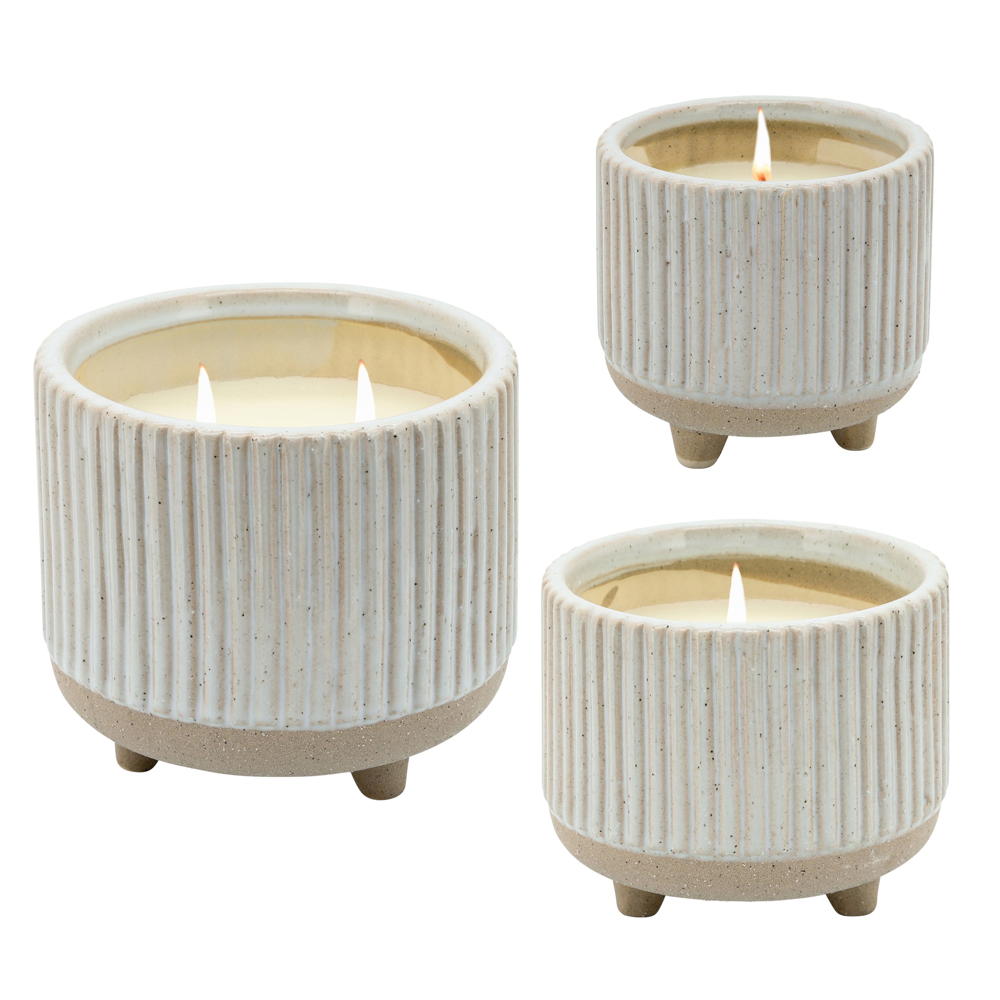 Eucalyptus Escape: 20 Oz Textured Soy Candle in Earthy Beige