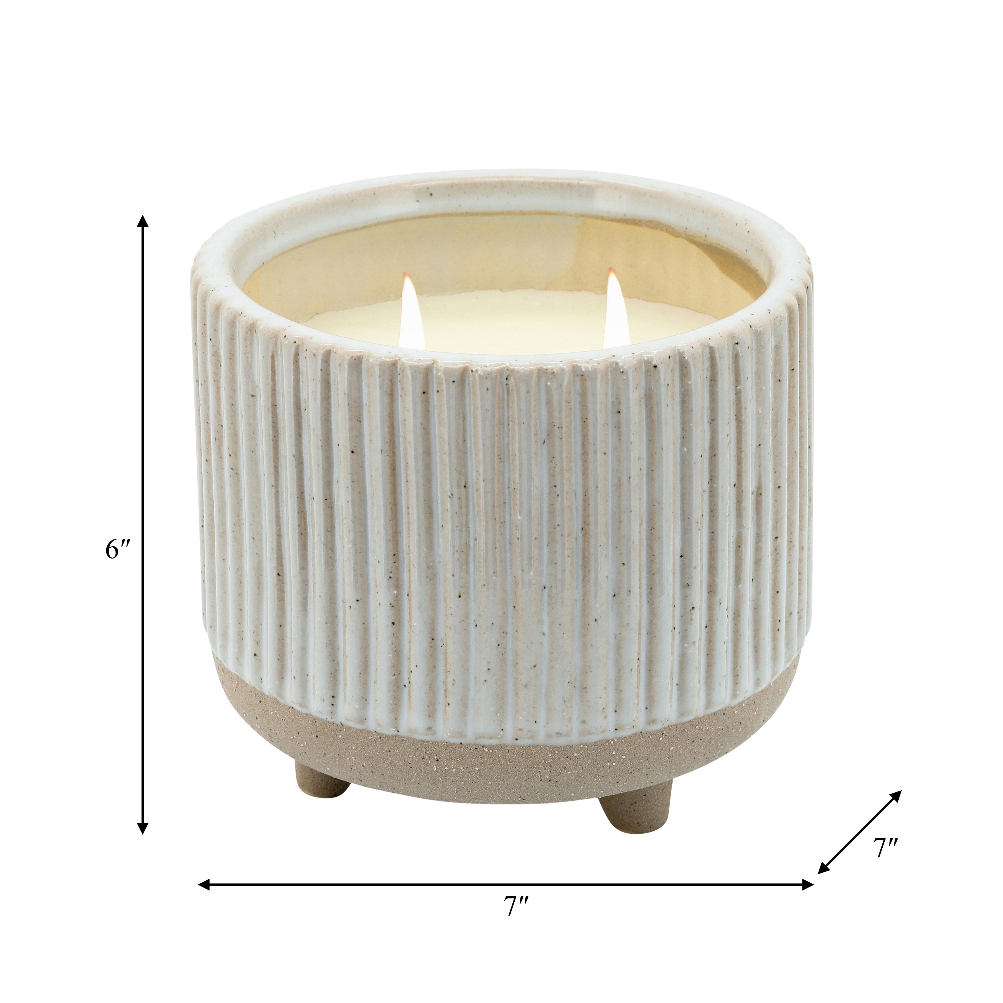 Eucalyptus Escape: 20 Oz Textured Soy Candle in Earthy Beige